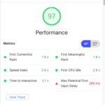 Google analysis showing 97% speed score