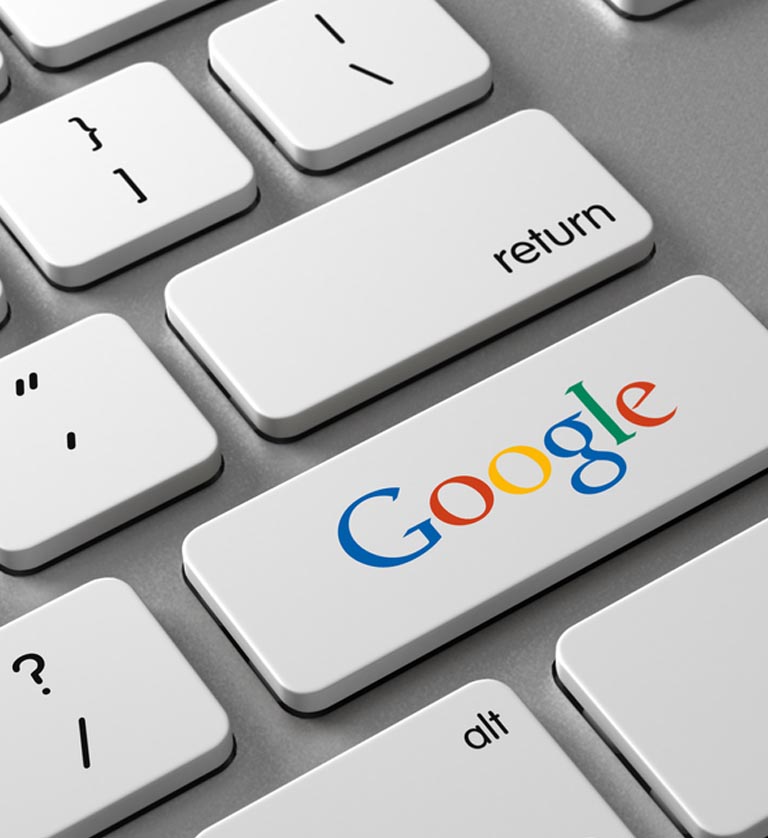 Keyboard with Google logo