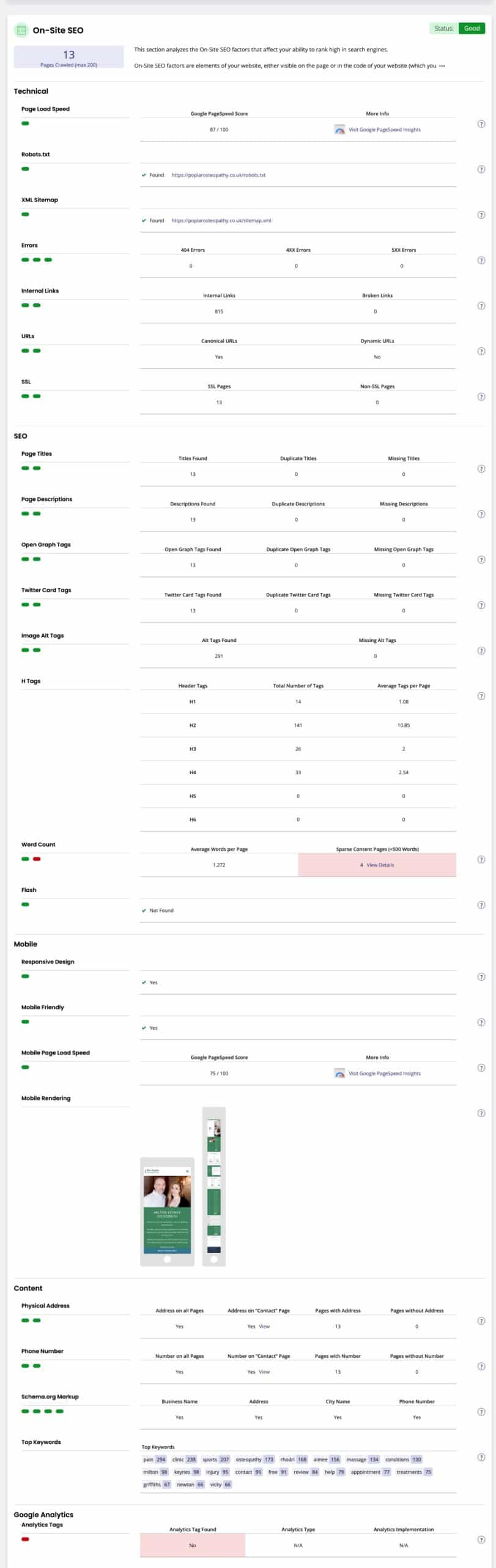 Poplar tech SEO report