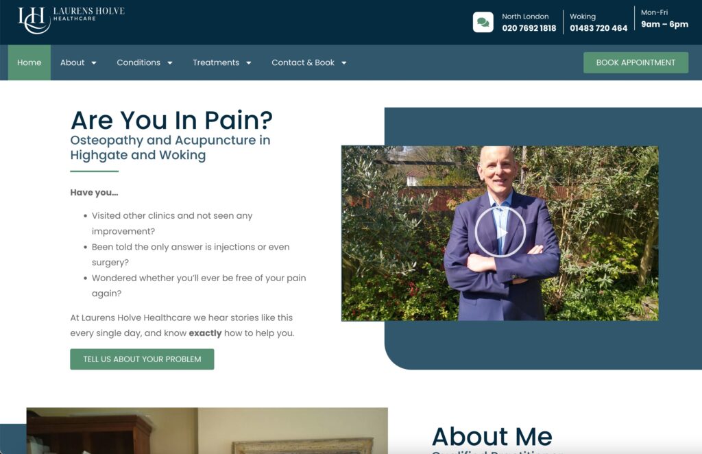 Clinic website built by Market Your Clinic Online