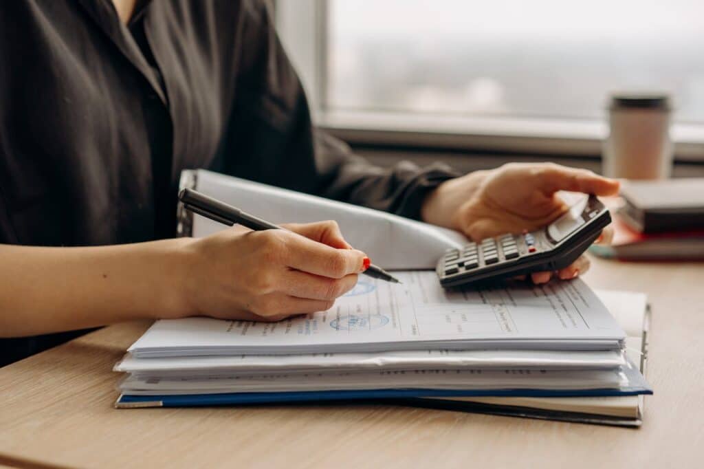 Woman doing business accounts