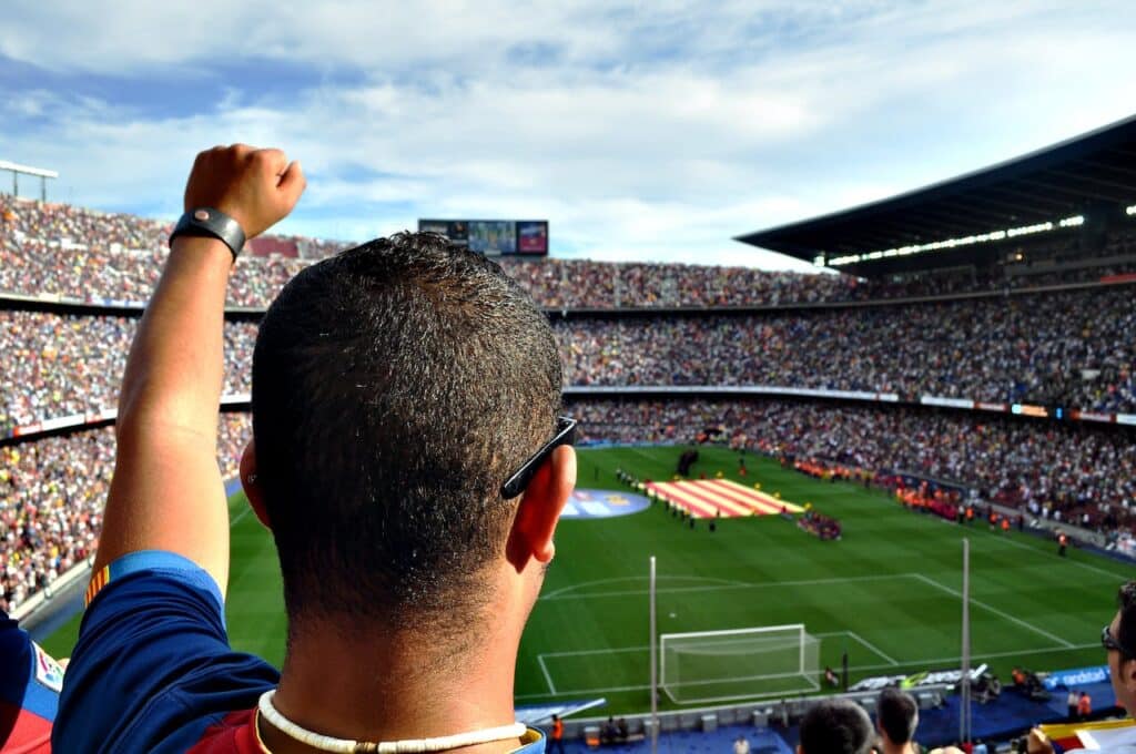 Man watching football at stadium